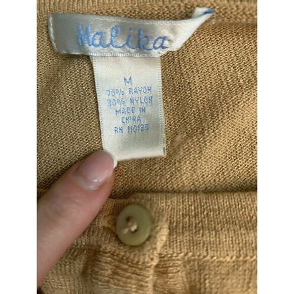 Malika Solid Beige Long Sleeve Cardigan Sweater - Picture 5 of 6